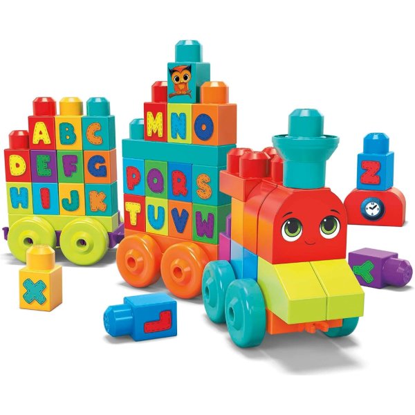 mega bloks fisher price abc blocks building toy, abc learning train with 60 pieces for toddlers, gift ideas for kids age 1+ years2