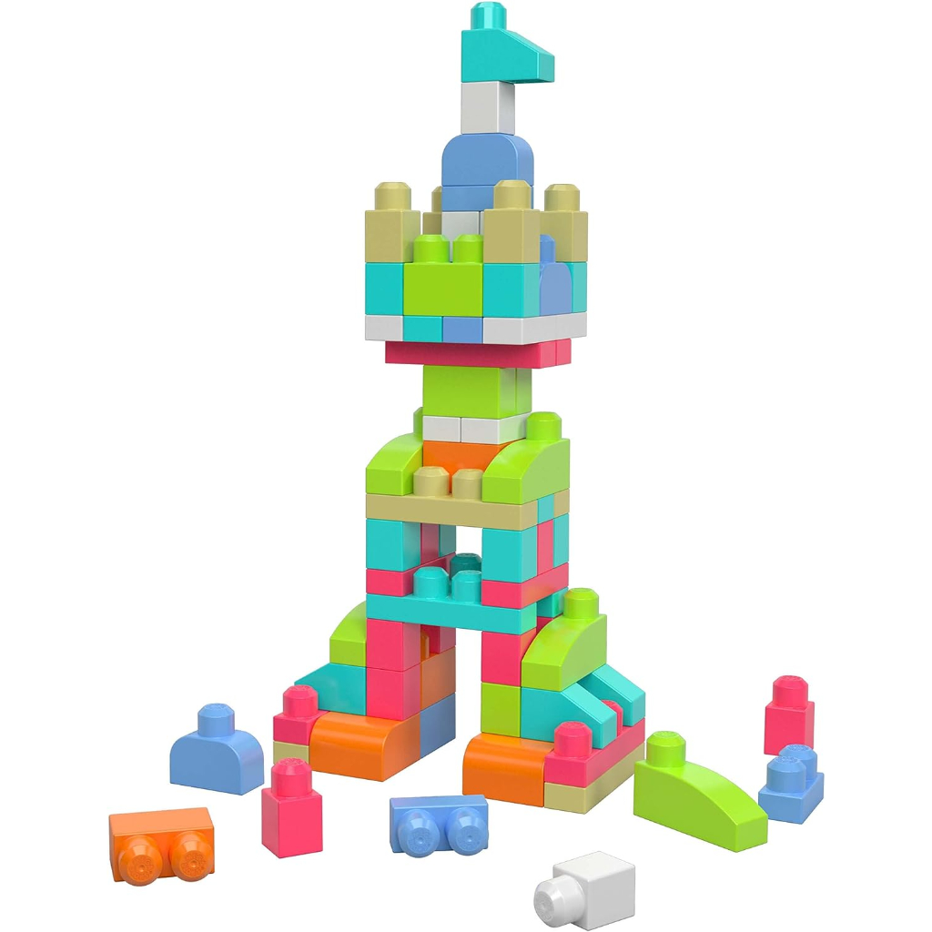 mega bloks fisher price toddler block toys, big building bag with 80 pieces and storage abag