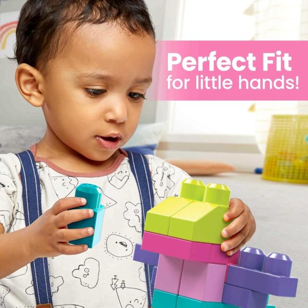 mega bloks fisher price toddler block toys, big building bag with 80 pieces and storage bag1