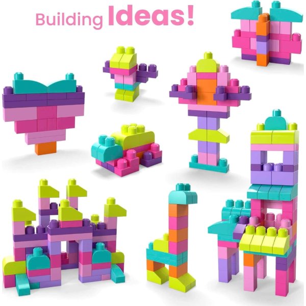 mega bloks fisher price toddler block toys, big building bag with 80 pieces and storage bag2