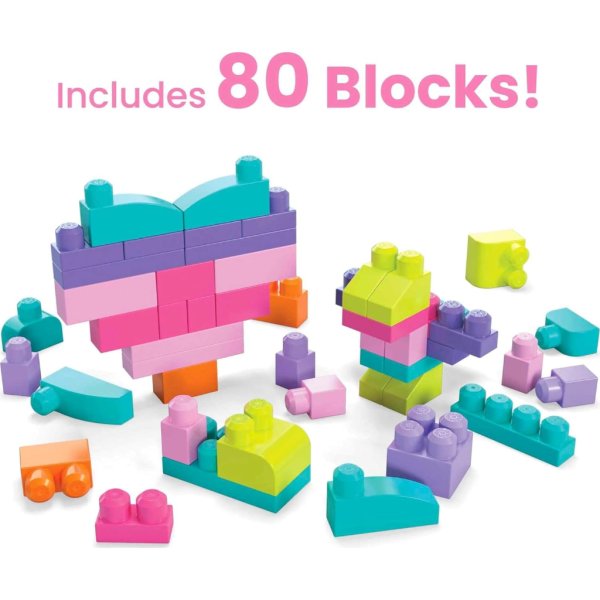 mega bloks fisher price toddler block toys, big building bag with 80 pieces and storage bag3