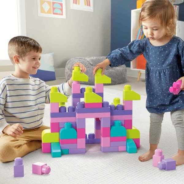 mega bloks fisher price toddler block toys, big building bag with 80 pieces and storage bag6