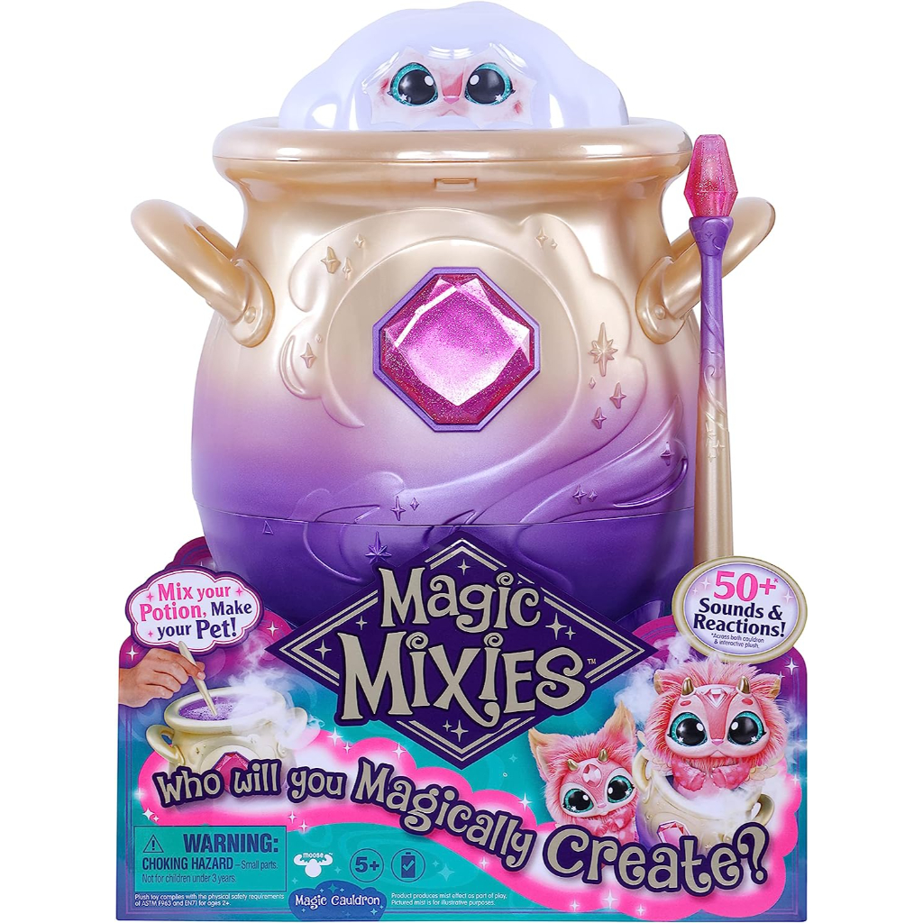 magic mixies magical misting cauldron with interactive 8 inch pink plush