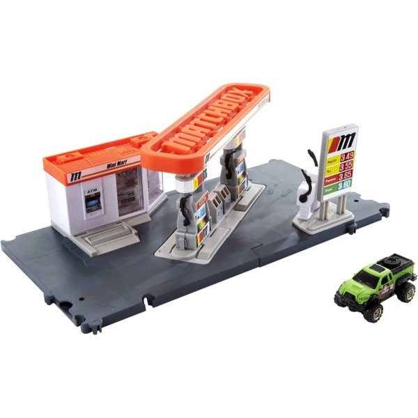 matchbox cars playset, action drivers fuel station & 1:64 scale toy truck1