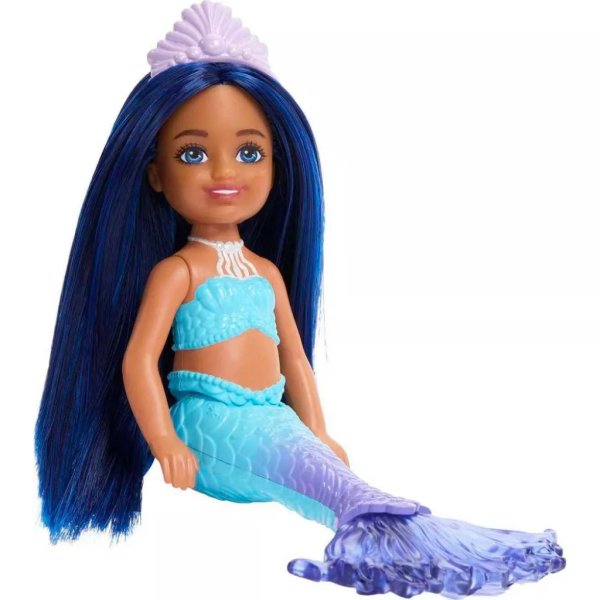 mermaid chelsea barbie doll with blue hair and tail, mermaid toys5