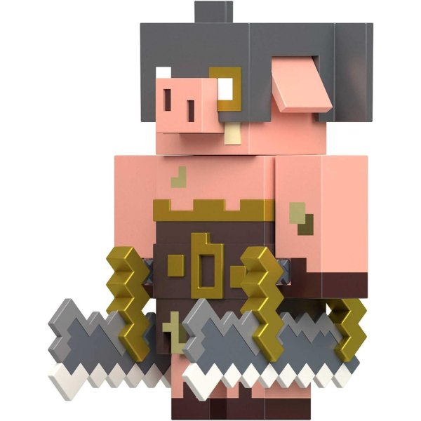 minecraft legends action figure 2 pack, creeper vs piglin bruiser set2