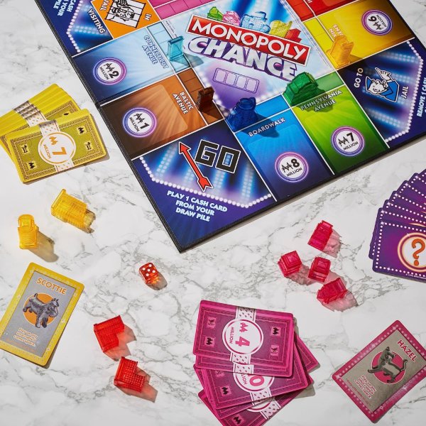 monopoly chance board game for adults and kids | fast paced family party game | ages 8+ | 2 4 players | 20 mins. average2