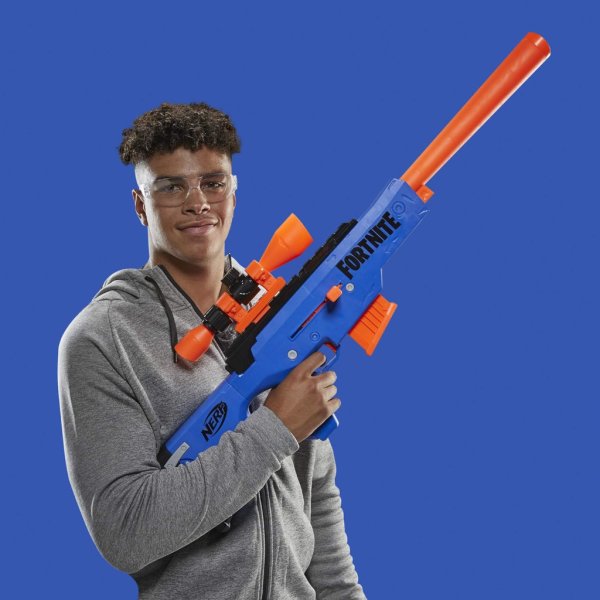 nerf fortnite basr r bolt action pistol includes 3 bush targets, removable scope, removable 6 dart clip, 6 official elite darts4