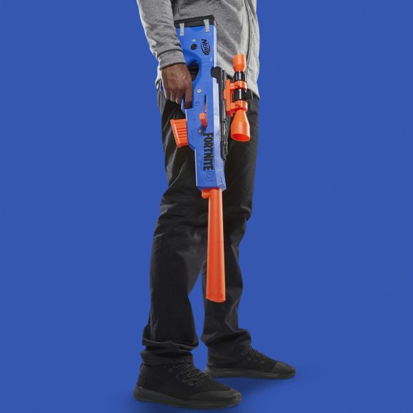 nerf fortnite basr r bolt action pistol includes 3 bush targets, removable scope, removable 6 dart clip, 6 official elite darts5