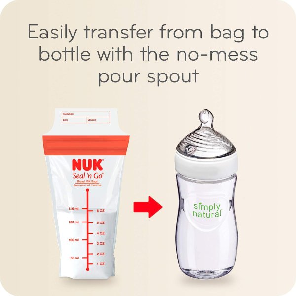 nuk simply natural seal n' go breast milk bags (100pc)5