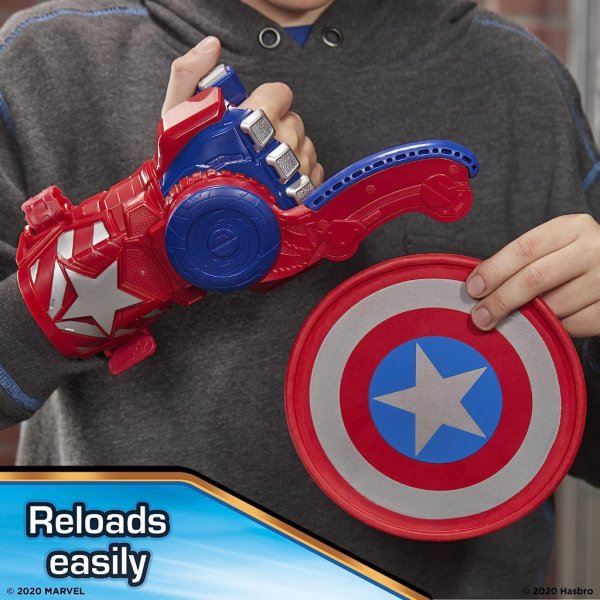 nerf marvel avengers captain america shield+disc launcher3