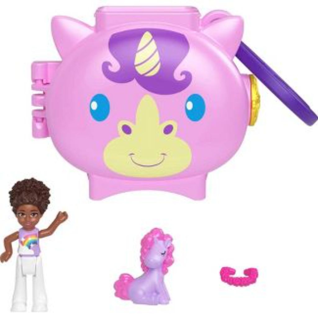 polly pocket pet connects stackable unicorn compact playset