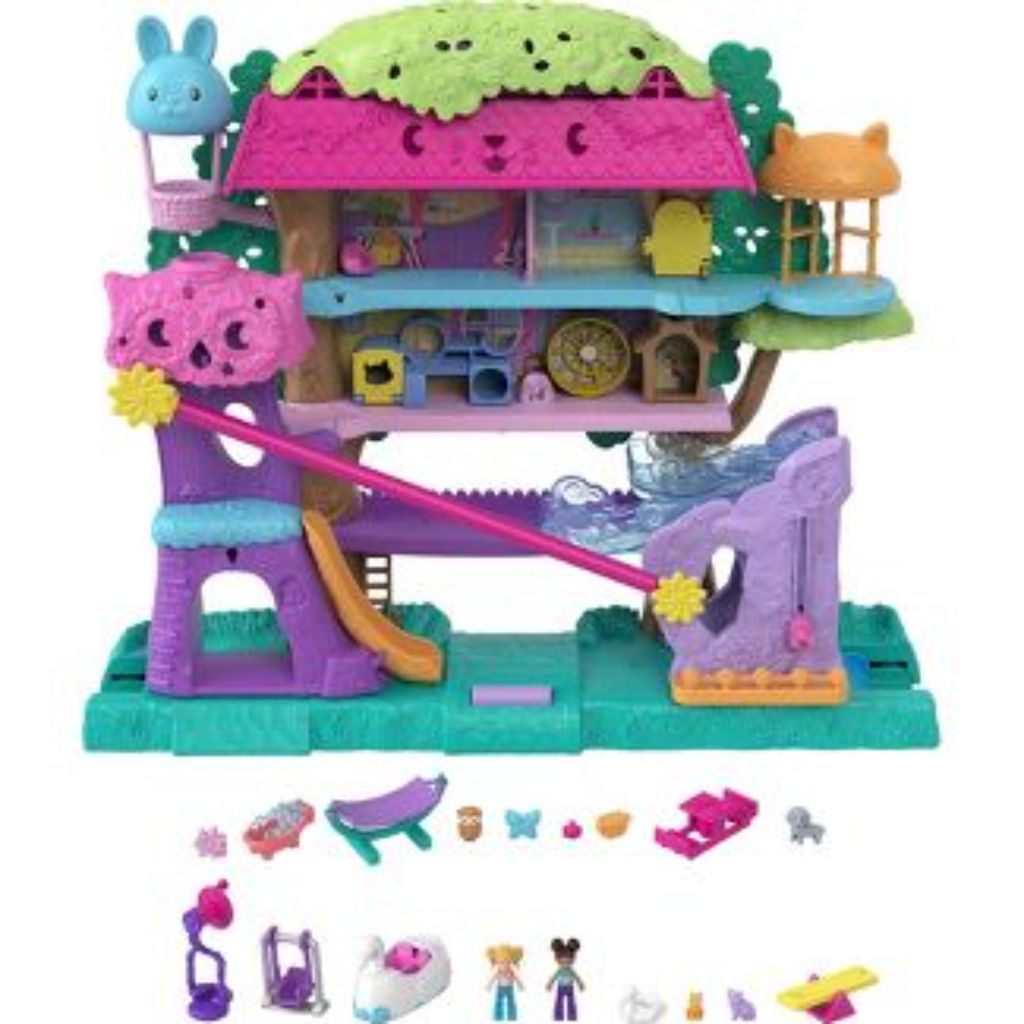 polly pocket pollyville pet adventure treehouse playset