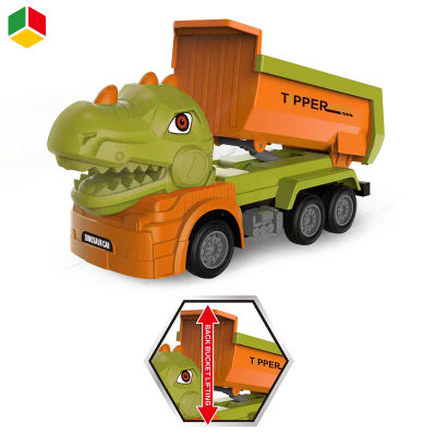 qs custom high quality children educational friction car toys plastic dinosaur inertial engineering model vehicle car transport dump truck model toys