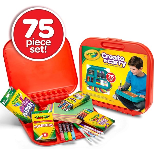 crayola create 'n carry art set (75 pieces)3