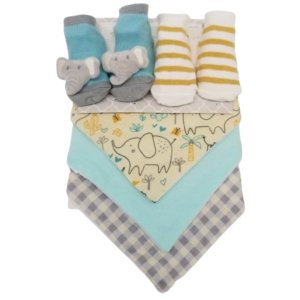 crib mates booties & bandana set blue