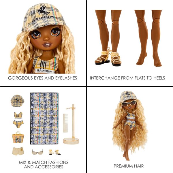 rainbow high pacific coast harper dune sand (light yellow) fashion doll5