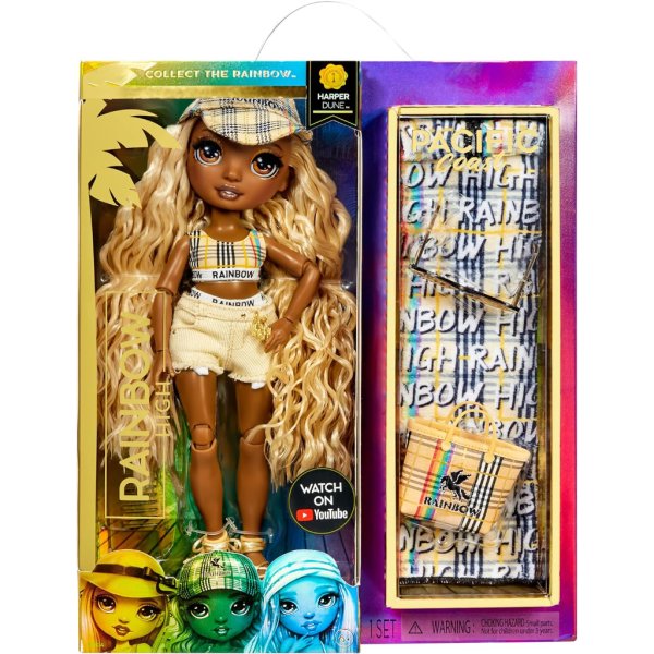 rainbow high pacific coast harper dune sand (light yellow) fashion doll8