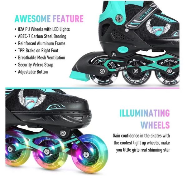 skl inline skates for kids, adjustable roller small (28 33) v22