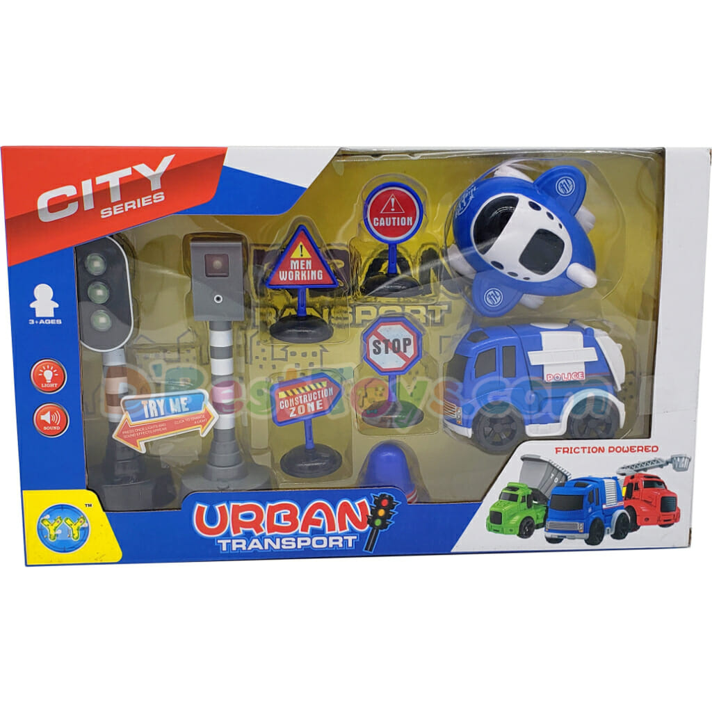 urban transport city series police truck, plane and assorted road signs (2)