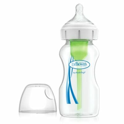 Dr. Brown’s Natural Flow® Anti-Colic Options+™ Wide-Neck Baby Bottle, with Level 1 Slow Flow Nipple(Green)