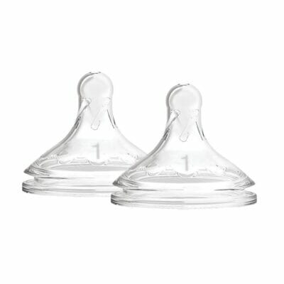 Dr. Brown’s Natural Flow® Level 1 Wide-Neck Baby Bottle Silicone Nipple, Slow Flow, 0m+, 100% Silicone Bottle Nipple, 2 Pack
